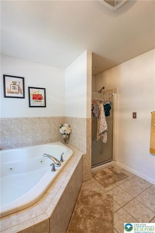 6 Westridge Ct, Middle Smithfield Twp, PA 18302 - bathroom featuring a whirlpool tub, a shower stall, and tile patterned floors