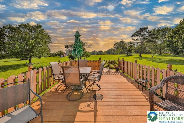 70 Faust N Rd, Pa, PA 19507 - deck featuring a lawn and outdoor dining space