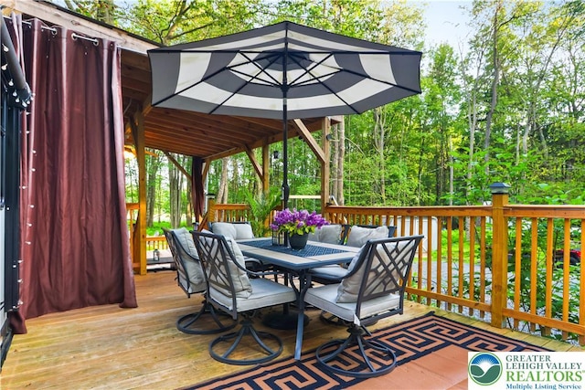 149 Deer Path Ln, Tobyhanna Twp, PA 18346 - wooden deck featuring outdoor dining area