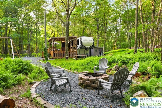 149 Deer Path Ln, Tobyhanna Twp, PA 18346 - view of yard with an outdoor fire pit