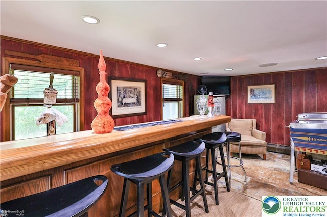 388 Kohls Rd, Allen Twp, PA 18067 - indoor dry bar featuring wooden walls and recessed lighting
