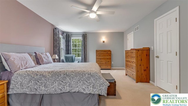 310 Spyglass Hill Rd, Bath Boro, PA 18014 - bedroom with light carpet and ceiling fan