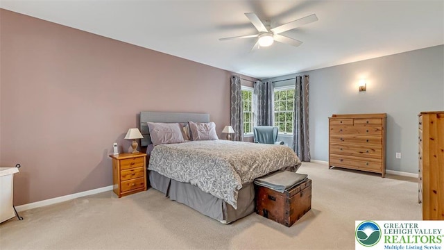 310 Spyglass Hill Rd, Bath Boro, PA 18014 - bedroom with light colored carpet and ceiling fan