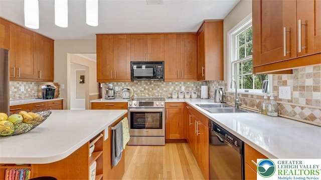 310 Spyglass Hill Rd, Bath Boro, PA 18014 - kitchen with black microwave, dishwasher, stainless steel electric stove, and light countertops