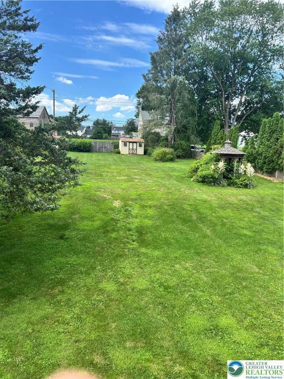4103 Birch Dr, Bethlehem City, PA 18020 - view of grassy yard featuring a shed and a gazebo