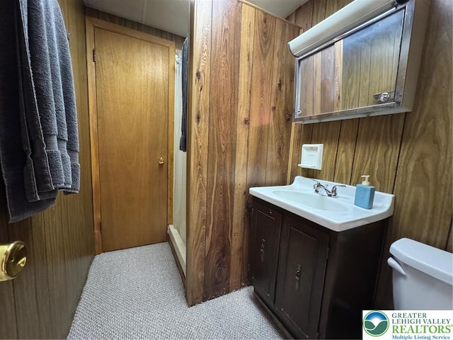 2450 Levans Rd, Coplay Boro, PA 18037 - bathroom featuring vanity and wooden walls