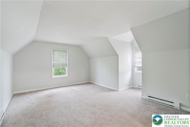 620 Pittston Ave, Luzerne, PA 18641 - additional living space featuring a baseboard heating unit, lofted ceiling, and carpet floors