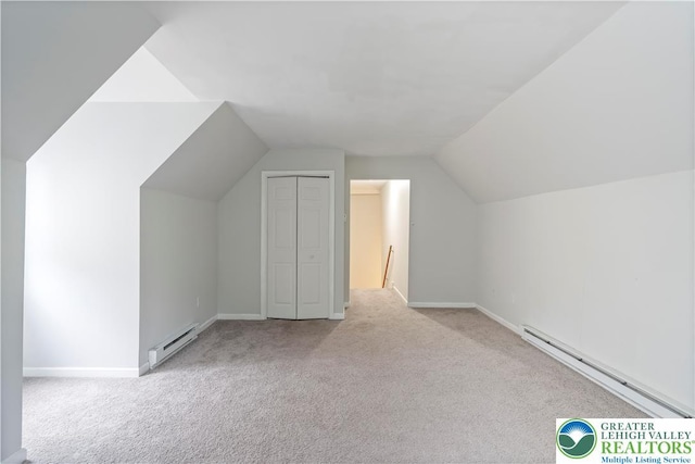 620 Pittston Ave, Luzerne, PA 18641 - additional living space featuring a baseboard heating unit, carpet floors, and lofted ceiling