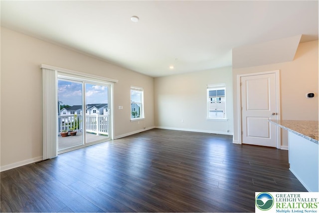 4901 Brookside Ct, Upper Saucon Twp, PA 18036 - unfurnished living room featuring dark wood finished floors and baseboards