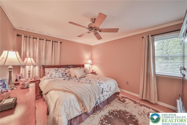 1812 Treeline Dr, Forks Twp, PA 18040 - bedroom featuring wood finished floors, ceiling fan, and ornamental molding