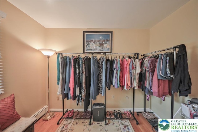1812 Treeline Dr, Forks Twp, PA 18040 - spacious closet with wood finished floors and a baseboard heating unit