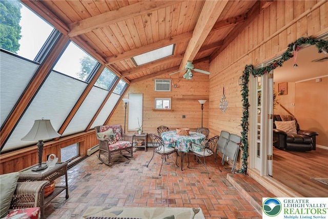 1812 Treeline Dr, Forks Twp, PA 18040 - sunroom / solarium with a skylight, an AC wall unit, and a baseboard heating unit