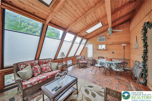 1812 Treeline Dr, Forks Twp, PA 18040 - sunroom / solarium featuring a wall mounted AC, healthy amount of natural light, and a skylight