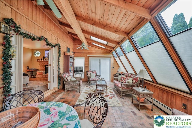 1812 Treeline Dr, Forks Twp, PA 18040 - sunroom / solarium featuring healthy amount of natural light, a skylight, and a baseboard heating unit