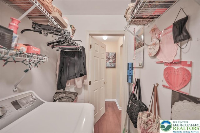 1812 Treeline Dr, Forks Twp, PA 18040 - washroom with washer / dryer and wood finished floors