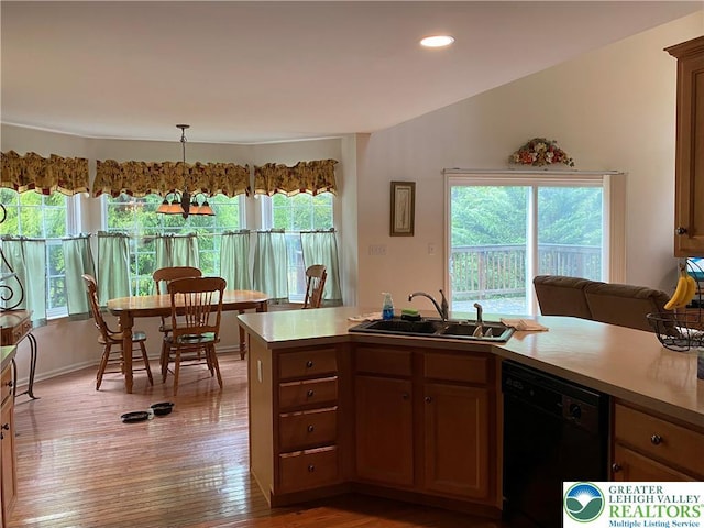 120 Palomino Cir, Washington Twp, PA 18013 - kitchen featuring dishwasher, light wood-type flooring, light countertops, recessed lighting, and pendant lighting