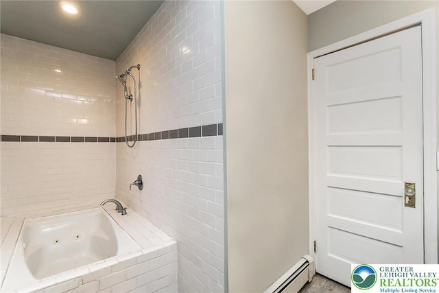 537 Seitz St, Easton, PA 18042 - bathroom with a combined bath / shower with jetted tub and a baseboard radiator
