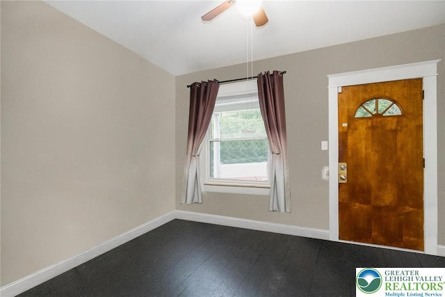 537 Seitz St, Easton, PA 18042 - foyer entrance featuring a ceiling fan and dark wood-type flooring
