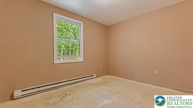 671 Dotters Corner Rd, Polk Twp, PA 18058 - spare room featuring a baseboard heating unit and baseboards