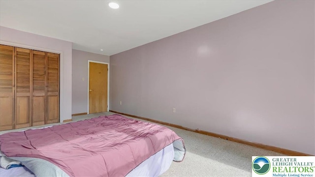 671 Dotters Corner Rd, Polk Twp, PA 18058 - carpeted bedroom featuring baseboards and a closet