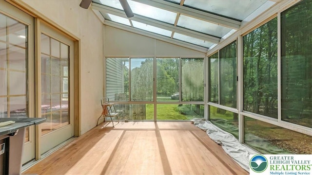 671 Dotters Corner Rd, Polk Twp, PA 18058 - unfurnished sunroom with a skylight and lofted ceiling