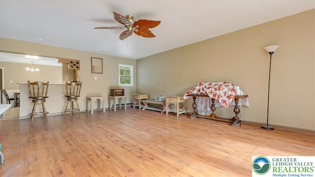 671 Dotters Corner Rd, Polk Twp, PA 18058 - sitting room with wood finished floors and a ceiling fan
