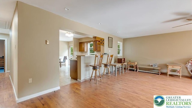 671 Dotters Corner Rd, Polk Twp, PA 18058 - sitting room featuring light wood-style flooring, ceiling fan, recessed lighting, and attic access