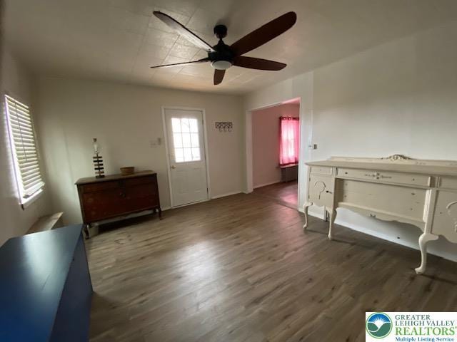 838 E Patterson St, Lansford Boro, PA 18232 - foyer entrance featuring a ceiling fan and wood finished floors