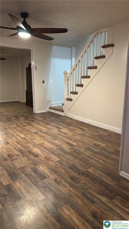 838 E Patterson St, Lansford Boro, PA 18232 - below grade area featuring a ceiling fan, wood finished floors, and stairs