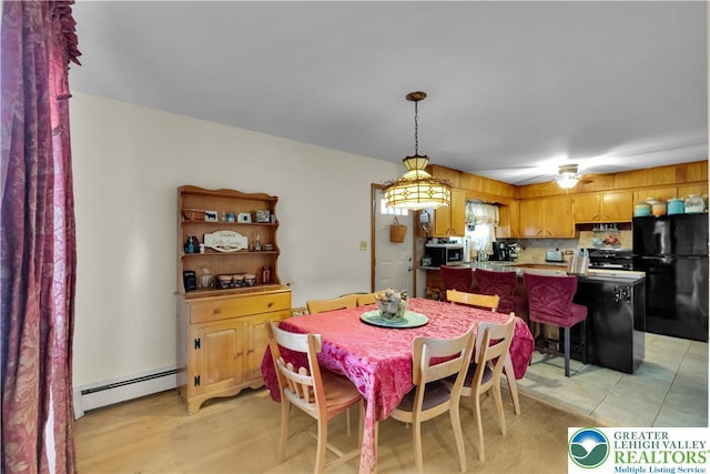 1919 W Cedar St Unit 1919, Allentown City, PA 18104 - dining area with a baseboard heating unit and a ceiling fan