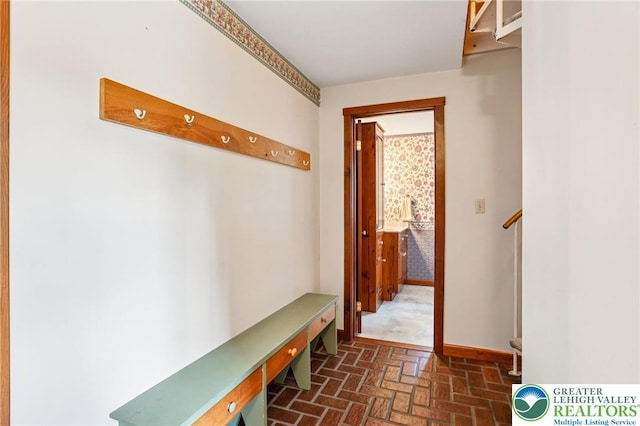 6365 Constitution Rd, Lowhill Twp, PA 18078 - mudroom featuring brick patterned floors and baseboards