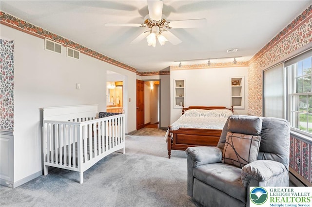 6365 Constitution Rd, Lowhill Twp, PA 18078 - bedroom with carpet, a ceiling fan, and track lighting