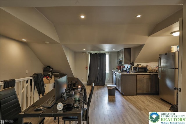 209 Cattell St, Easton, PA 18042 - dining space featuring lofted ceiling, light wood finished floors, and recessed lighting