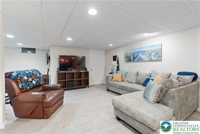 8067 Heritage Dr, Lower Macungie Twp, PA 18011 - carpeted living area with a drop ceiling and recessed lighting