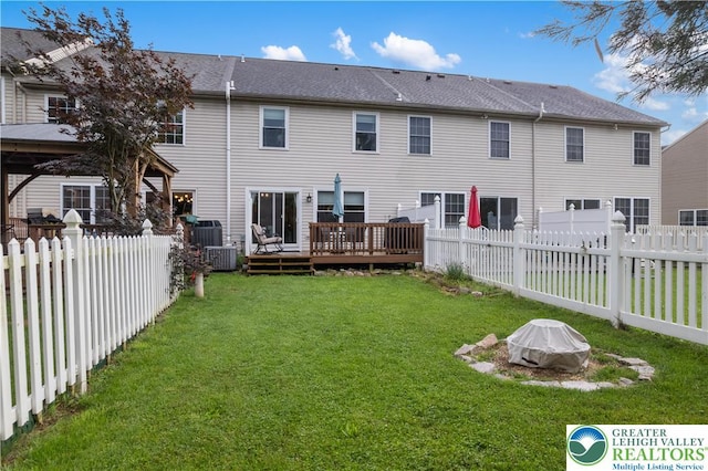 8067 Heritage Dr, Lower Macungie Twp, PA 18011 - rear view of house with a deck and a fenced backyard