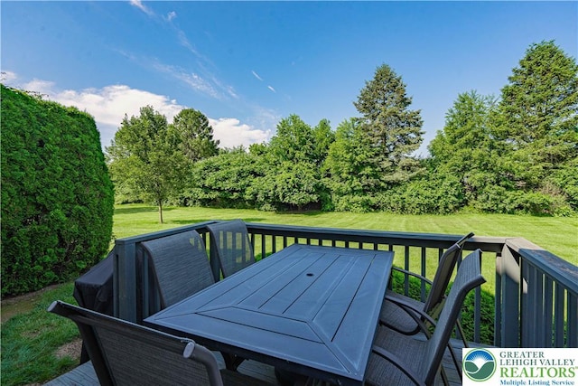 21 Winfield Ct, Easton, PA 18045 - wooden deck featuring outdoor dining area and a lawn