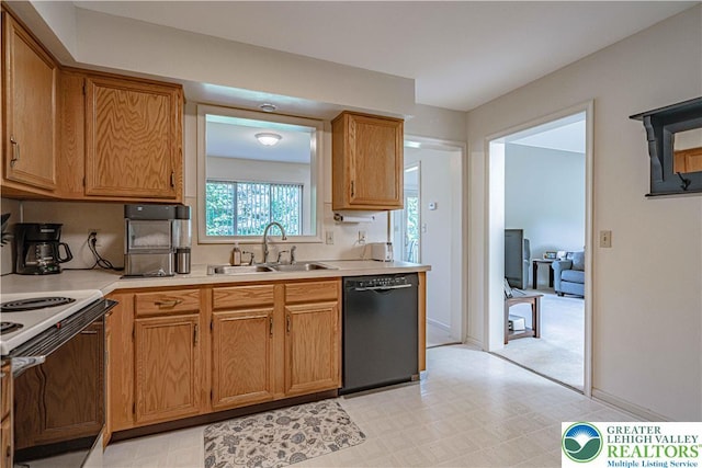 21 Winfield Ct, Easton, PA 18045 - kitchen featuring dishwasher, white range with electric stovetop, light countertops, light flooring, and brown cabinets