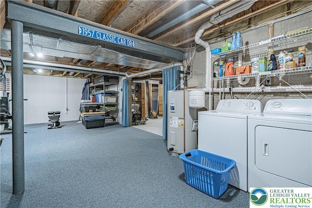 21 Winfield Ct, Easton, PA 18045 - unfinished below grade area with electric water heater and washing machine and dryer