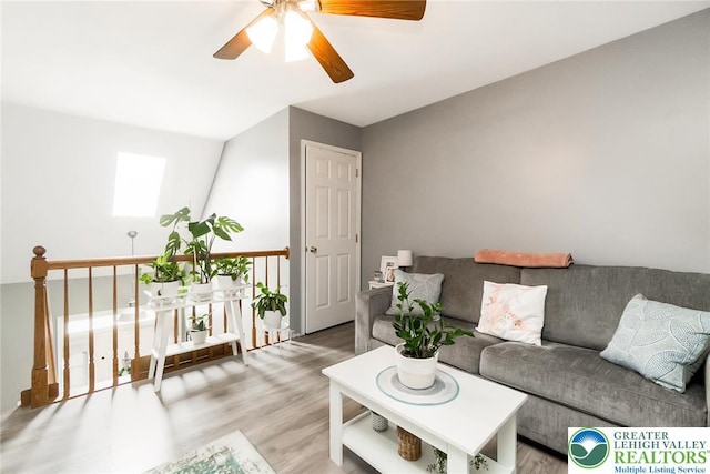 104 Stephanie Dr, Palmer Twp, PA 18045 - living room featuring a ceiling fan and light wood-type flooring