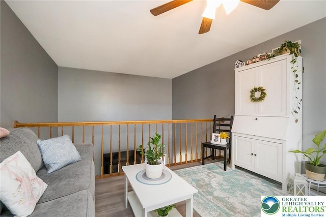 104 Stephanie Dr, Palmer Twp, PA 18045 - living area featuring ceiling fan and wood finished floors