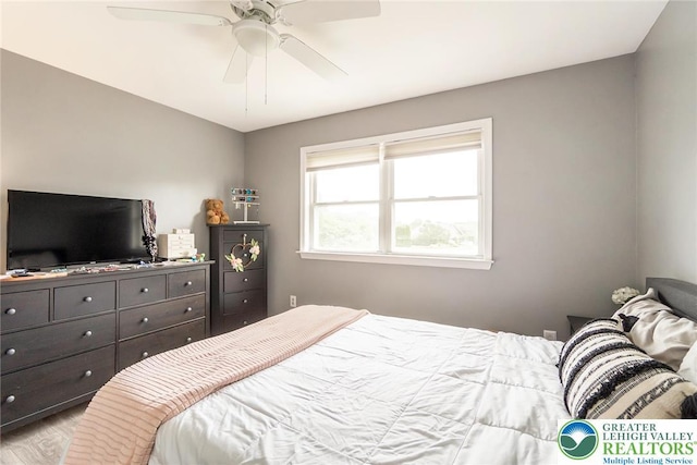 104 Stephanie Dr, Palmer Twp, PA 18045 - bedroom with wood finished floors and ceiling fan
