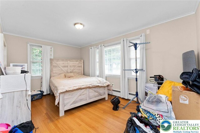 4116 Springmill Rd, Whitehall Twp, PA 18052 - bedroom with crown molding, light wood finished floors, and a baseboard radiator