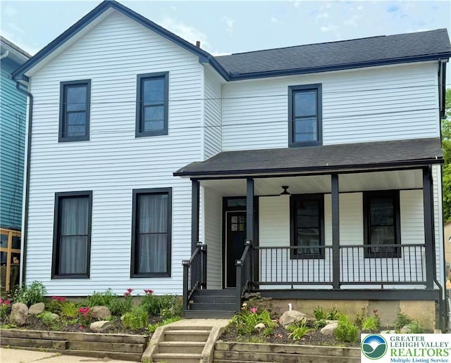 125 W Central Ave, East Bangor Boro, PA 18013 - view of front of house with covered porch and a shingled roof
