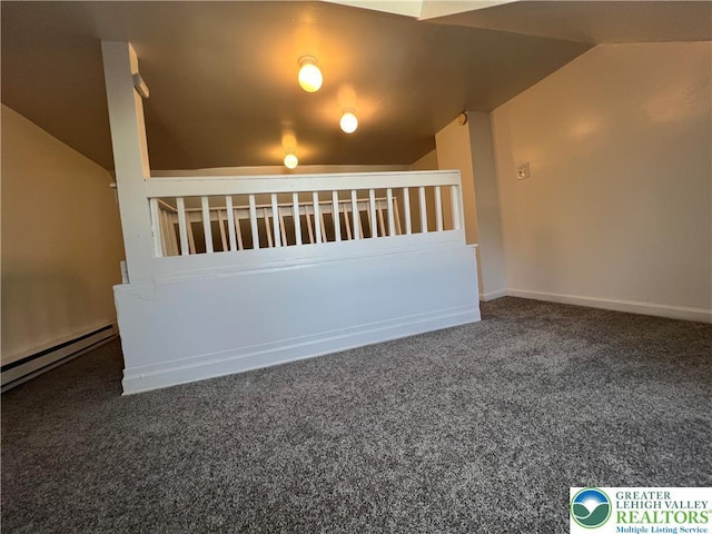 18 S Bradford St, Allentown City, PA 18109 - unfurnished room with lofted ceiling, carpet floors, and a baseboard heating unit