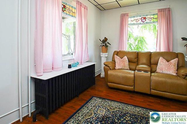 532 Broadway, Bangor Boro, PA 18013 - living area with wood finished floors, radiator heating unit, and a drop ceiling