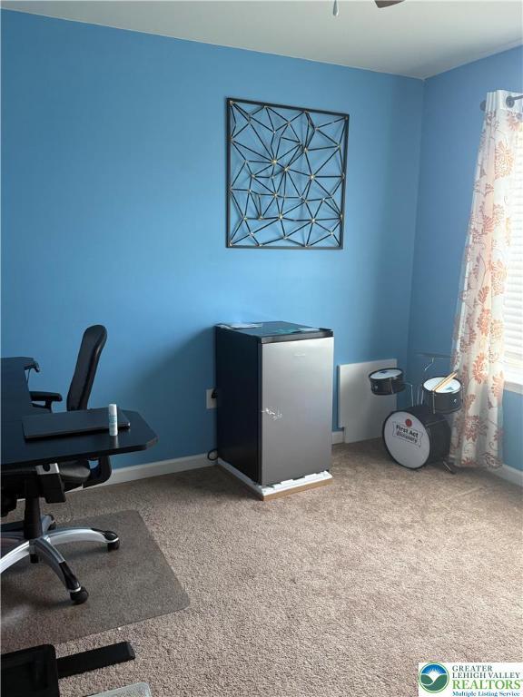 3563 Sweetgum Dr, Lower Nazareth Twp, PA 18064 - office area featuring carpet and ceiling fan