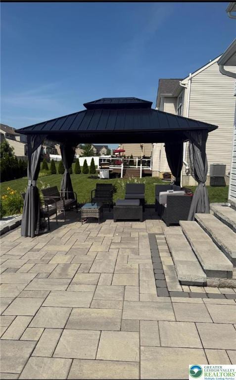 3563 Sweetgum Dr, Lower Nazareth Twp, PA 18064 - view of patio featuring a gazebo and an outdoor hangout area