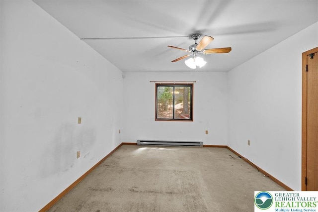 117 Manchester Dr, Lehman Twp, PA 18324 - carpeted spare room with a baseboard heating unit and ceiling fan