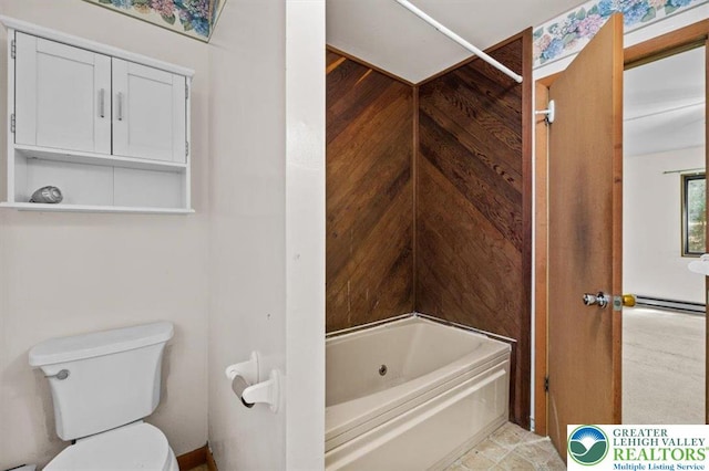117 Manchester Dr, Lehman Twp, PA 18324 - bathroom with a combined bath / shower with jetted tub and a baseboard radiator