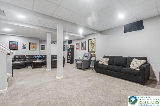 3334 Coventry Dr, Lower Macungie Twp, PA 18062 - carpeted living area with a paneled ceiling
